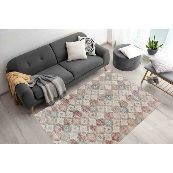 Turkish Rug, Muted Rug, Ethnic Pattern Rug, Soft Rug, Large Rug, Nursery Rug, 3D Printeds Rug, Door Mat, Geometric Pattern Rug, Home Decor, 3.3'x6.5' - 100x200 cm