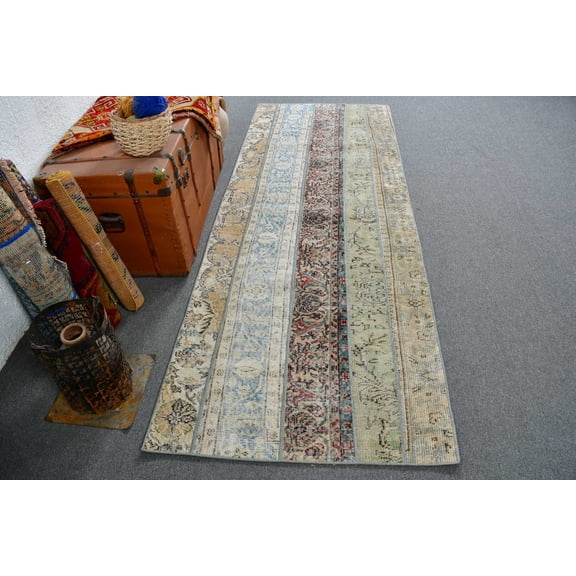 Turkish Rug, Patchwork Rug, Vintage Rug, Rugs For Area, 3.1x8.6 ft Area Rug, Anatolian Rug, , Beige Bedroom Rug, Handmade Nursery Rug