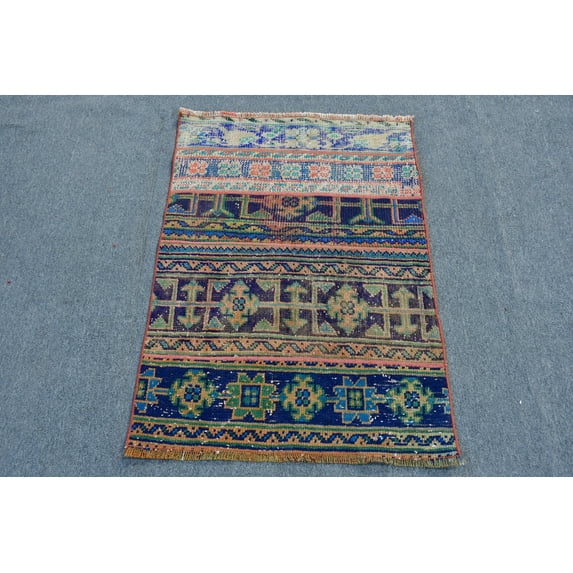 Turkish Rug, Small Carpet, Vintage Rug, Antique Carpet, 30x42 inches Green Rug, Decorative Bathroom Rugs, Anatolian Entry Rugs, 12084