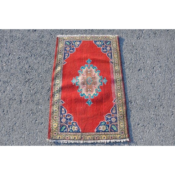 Turkish Rug, Small Rug, Entry Rug, 1.7x2.7 ft, Handmade Rug, Door Mat, Gift Rug, Oushak Rug, Organic Rug, Oriental Rug, Vintage Rug, 7798