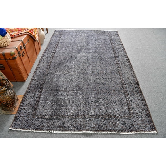 Turkish Rug, Vintage Rug, 5.2x8.8 ft Large Rugs, Oushak Rugs, Rugs For Salon, Gray Overdyed Rugs, Large Turkish Rug, 12957