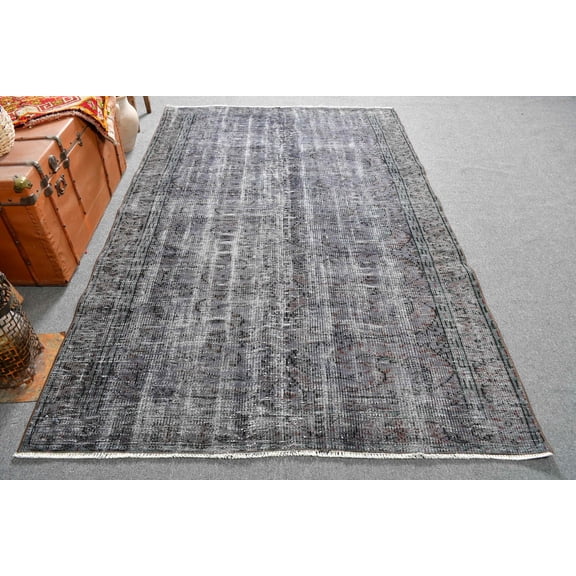 Turkish Rug, Vintage Rug, 5.3x8.5 ft Large Rugs, Antique Rugs, Rugs For Bedroom, Overdyed Rug, Gray Persian Rugs, Gift For The Home, 12956