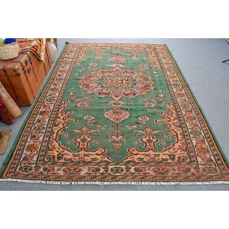 Turkish Rug, Vintage Rug, 6.3x9.3 ft Large Rug, Anatolian Rugs, Rugs For Living Room, Green Oriental Rug, Gift For Her, 13066