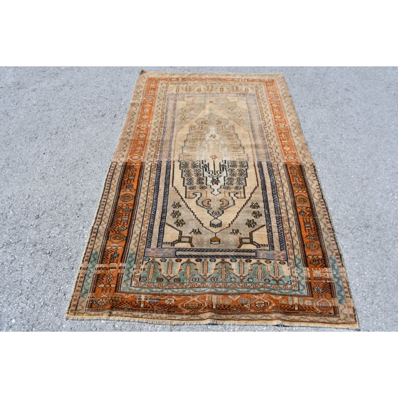 Turkish Rug, Vintage Rug, Area Rug, Antique Carpet, 49x81 inches Orange Carpet, Anatolian Floor Carpet, Handmade Indoor Rugs, 10280