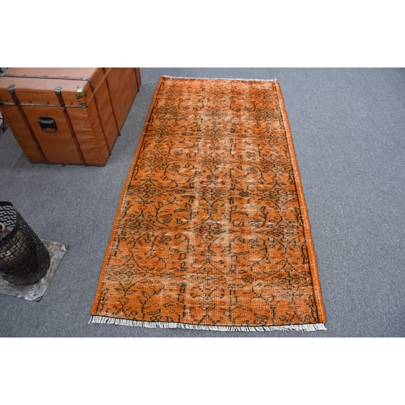 Turkish Rug, Vintage Rug, Rugs For Entry, Anatolian Rug, 3.1x6.3 ft Accent Rug, Orange Oriental Rug, Decorative Kitchen Rug