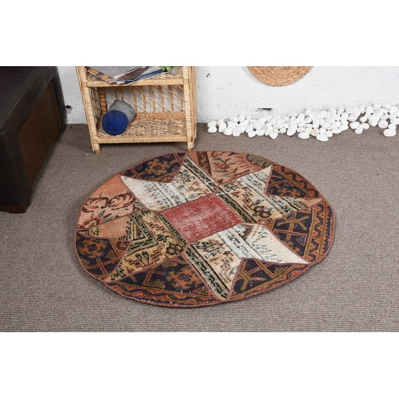 Turkish Rugs, Bedroom Rug, Vintage Rug, Floor Rug, 3.4x3.4 ft Small Rug