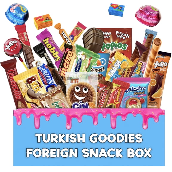 Turkish Snack Box - Different Country Snacks - European Candy Crate - Bite Sized Foreign Exotic Snacks - 24c