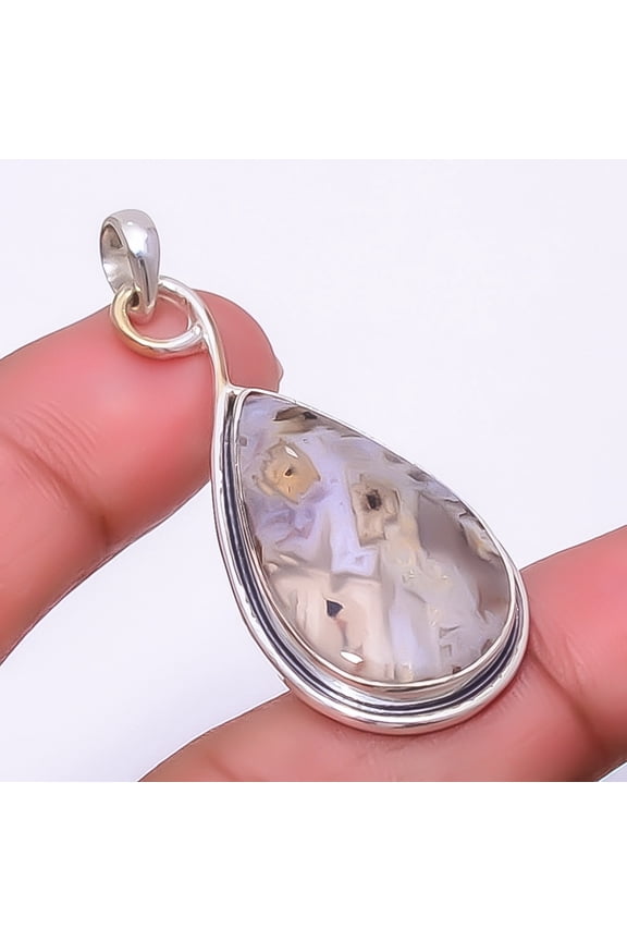 Turkish Stick Agate - Turkey Gemstone 925 Sterling Silver Pendant 1.76" P_13_40, Beautiful Jewelry For Woman, New Year Sale, Valentin's Day Gift