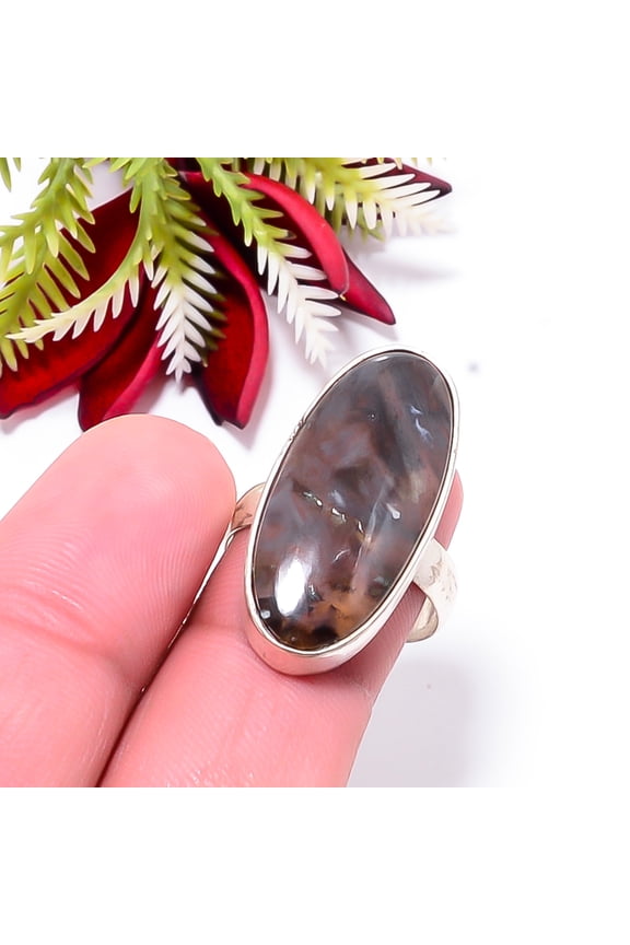 Turkish Stick Agate - Turkey Gemstone 925 Sterling Silver Handmade Ring S.8 R19