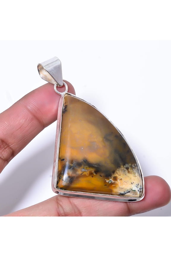Turkish Stick Agate - Turkey Handmade 925 Sterling Silver Pendant 3" P481