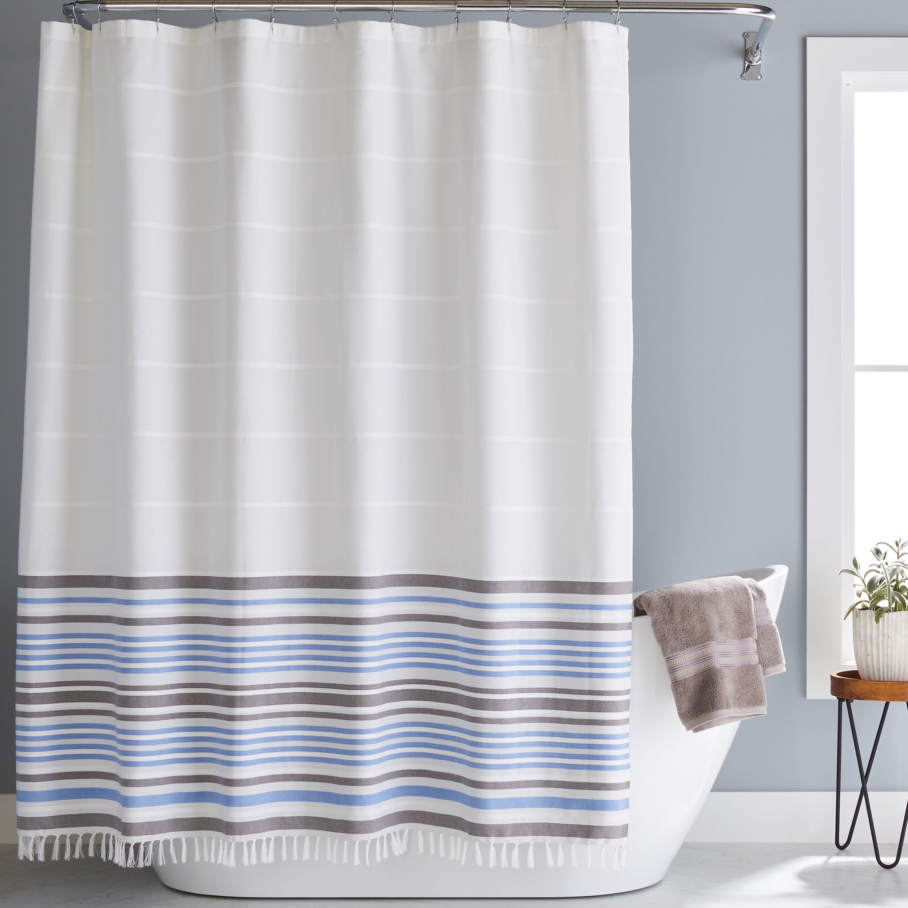 Turkish Stripe Multicolor ,  Polyester/ Cotton Shower Curtain, Better Homes & Gardens  , 72"x72" , 1 Each