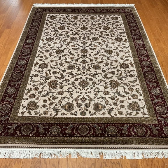 Turkish Tabriz Design Silk Rug - 6'7 x 9'10