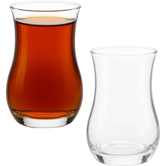 Turkish Tea Glass Set of 6, Slim Waist Design, Thick Sole to Retain Heat, 120ml (4oz), Authentic Turkish Tea Cups, Durable and Dishwasher Safe