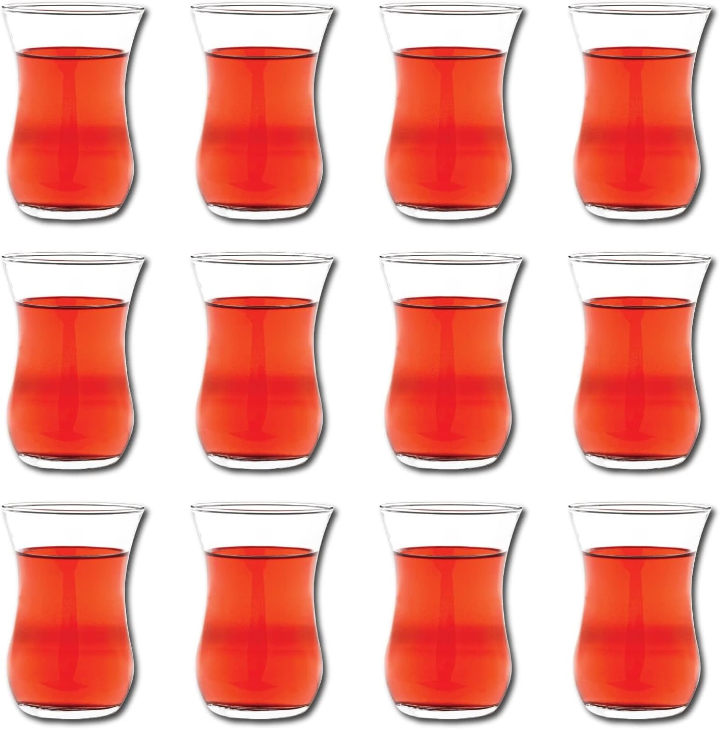 Turkish Tea Glasses, Set of 12 Authentic Turkish Tea Cups, 4 Ounce Tea