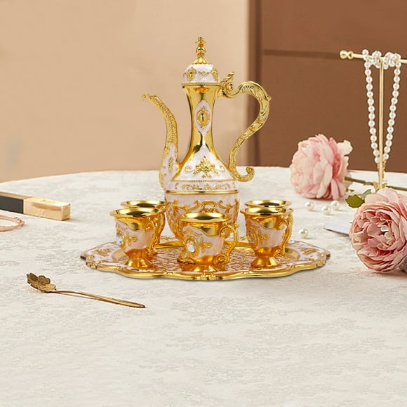 Turkish Tea Set with Pot and 6 Cups for Home Decor Birthday Christmas Housewarming Wedding Vintage Turkish Coffee Set