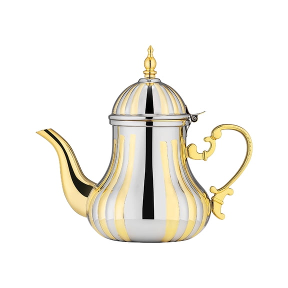 Turkish Teapot Stainless Steel 1.2L Arabics Coffee Pot Serving Kettle with Long Spout for Tea Coffee and Water