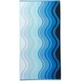 thumbnail image 1 of Turkish Terry Cotton Yarn Dyed Jacquard Woven Beach Towel, Wave Blue, 28Wx55L, 1 of 2