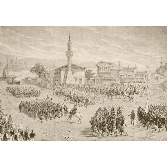 Turkish Troops Embarking to Fight In The Russo-Turkish War 1877-1878 From A 19th Century Illustration Poster Print