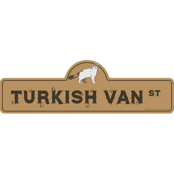Turkish Van Street Sign | Indoor/Outdoor | Dog Lover Funny Home Décor for Garages, Living Rooms, Bedroom, Offices | SignMission personalized gift | 18" Wide
