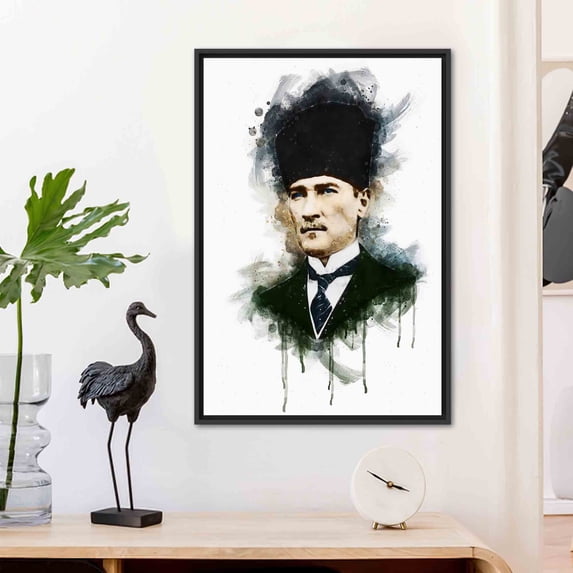 Turkish Wall Decor, Watercolor Poster, Atatürk Canvas Art, Ataturk Art, Motivational Wall Decor, Office Printed, Motivation Canvas Art, Canvas Wall Decor - Natural Framed