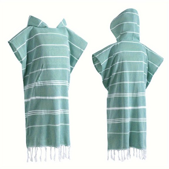 Turkish Wearable Beach Towel Sandproof Cotton Large Surf Poncho Hooded Wetsuit Changing Towel Quick Drying Sandproof, Thin Hooded Bathrobe, Lightweight, Suitable for Swimming,Diving, Beach Surfing