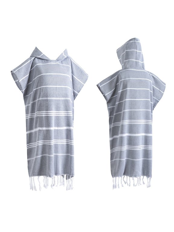 Turkish Wearable Beach Towel Sandproof Cotton Large Surf Poncho Hooded Wetsuit Changing Towel Quick Drying Sandproof, Thin Hooded Bathrobe, Lightweight, Suitable for Swimming,Diving, Beach Surfing