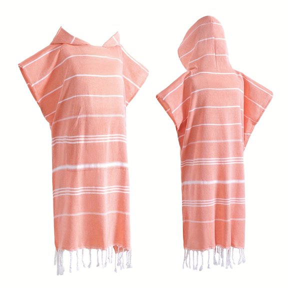 Turkish Wearable Beach Towel Sandproof Cotton Large Surf Poncho Hooded Wetsuit Changing Towel Quick Drying Sandproof, Thin Hooded Bathrobe, Lightweight, Suitable for Swimming,Diving, Beach Surfing