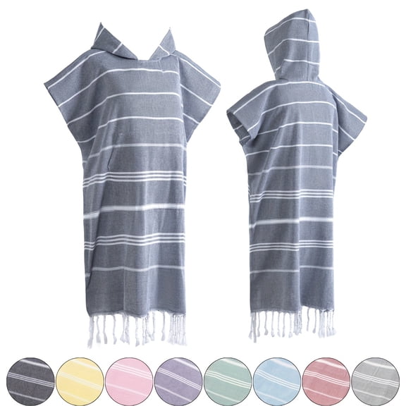 Turkish Wearable Beach Towel Sandproof Cotton Large Surf Poncho Hooded Wetsuit Changing Towel Quick Drying Thin Hooded Bathrobe Lightweight for Swimming Bathing Diving Beach Surfing Bathroom