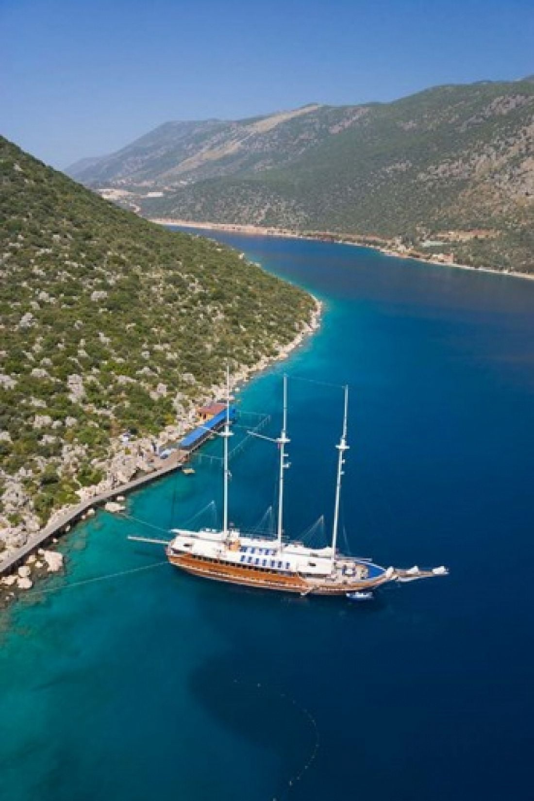 Turkish yacht boat blue cruise Fethiye bay Turkey Canvas Art - Ali Kabas DanitaDelimont (18 x 26)