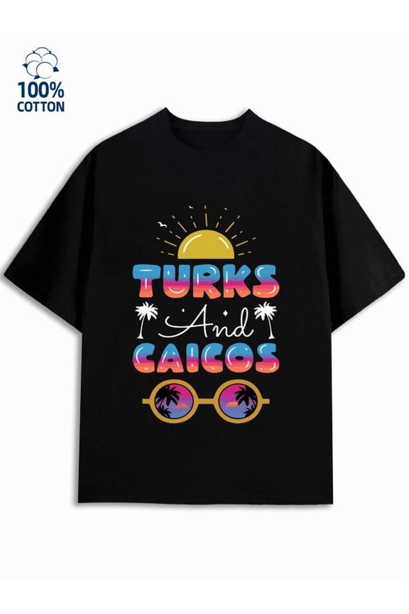 Turks & Caicos T-Shirt mens 180G 100% Cotton black Vintage Unisex Shirt Cotton tshirts Vintage Unisex Shirt Short Sleeve tshirts Vintage Unisex Shirt Crewneck tshirts