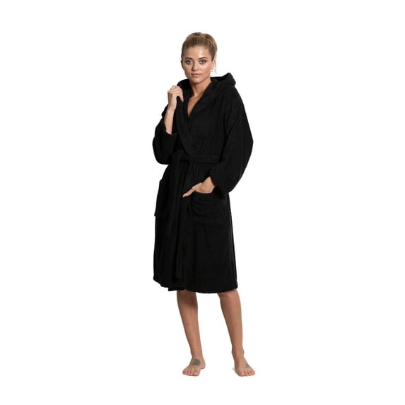 Turkuoise Women Turkish Terry Cloth Robe, Thick Hooded Bathrobe