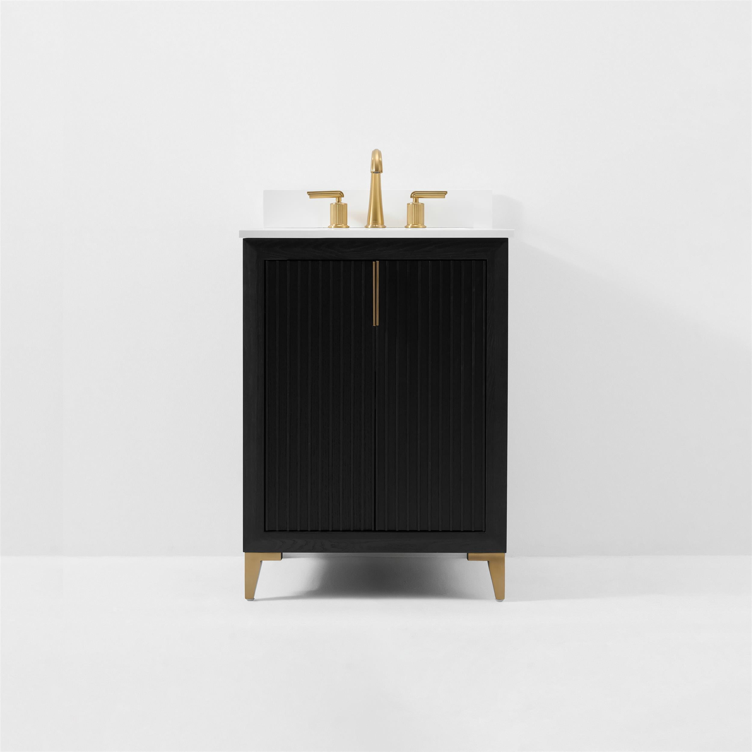 Turlington 24" Black Oak Vanity with White Quartz Top