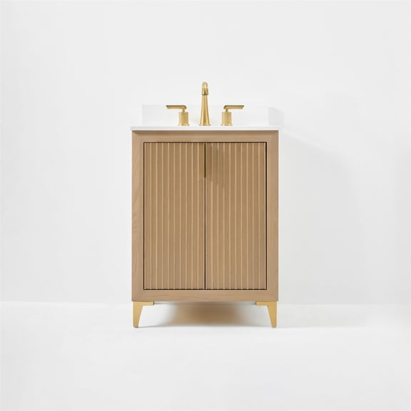 Turlington 24 in. Bath Vanity in Oak with White Quartz Top and Undermount Basin