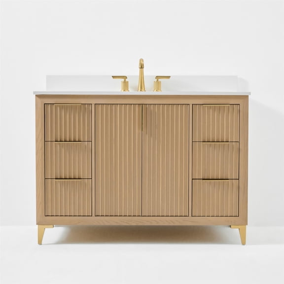 Turlington 48 in. Bath Vanity in Oak with White Quartz Top and Undermount Basin