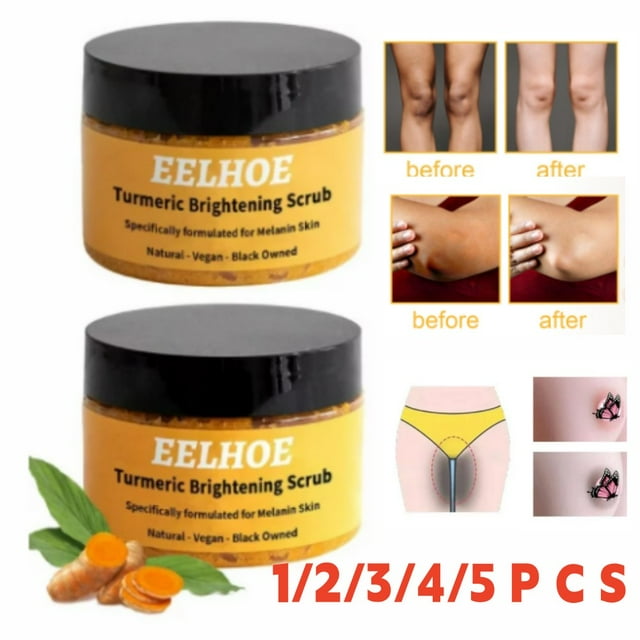 Turmeric Brightening Scrub for Dark Spots Body Scrub Exfoliation Sea Salt for Dark Inner Thighs