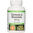 thumbnail image 1 of Natural Factors Turmeric & Bromelain 450 mg, Muscle and Joint Support, 180 Capsules, 1 of 8