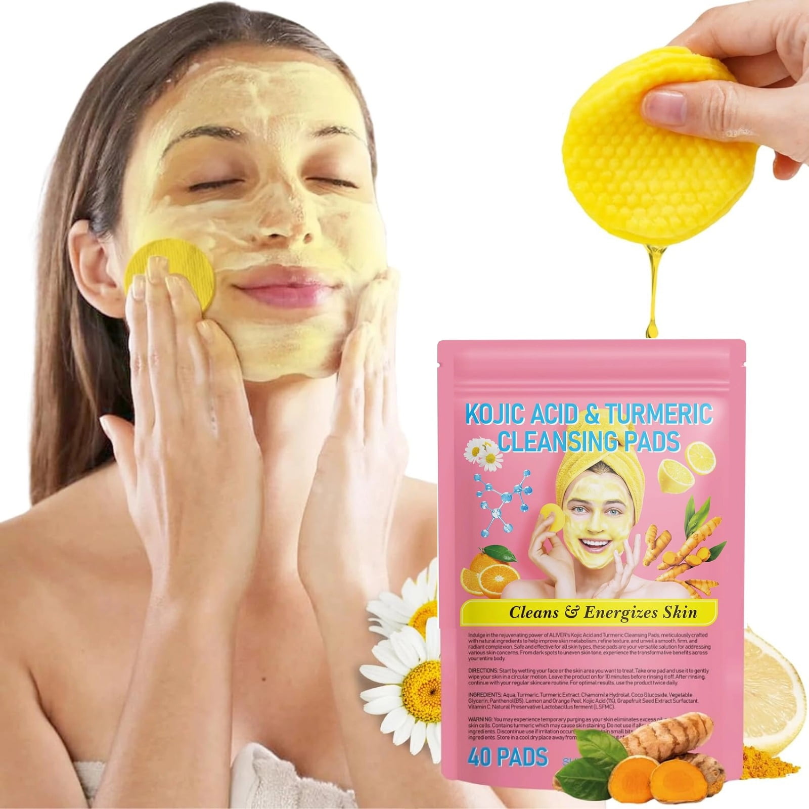 Turmeric Cleansing Pads 1 Pack,Kojic Acid and Turmeric Cleansing Pads ...