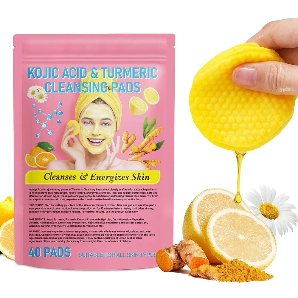 Turmeric Cleansing Pads for Face, Kojic Acid Cleansing Pads Prevent Age Spots, Deep Clean Pores