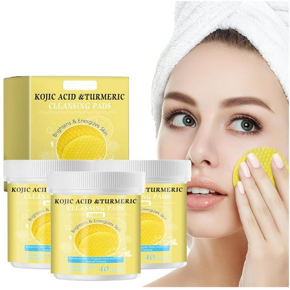 Turmeric Cleansing Pads for Face, Turmeric Kojic Acid Pads, Kojic Acid and Turmeric Cleansing Pads, Turmeric Exfoliating Face Scrub Pads, Balance Skin Oil & Water, Gentle Skincare