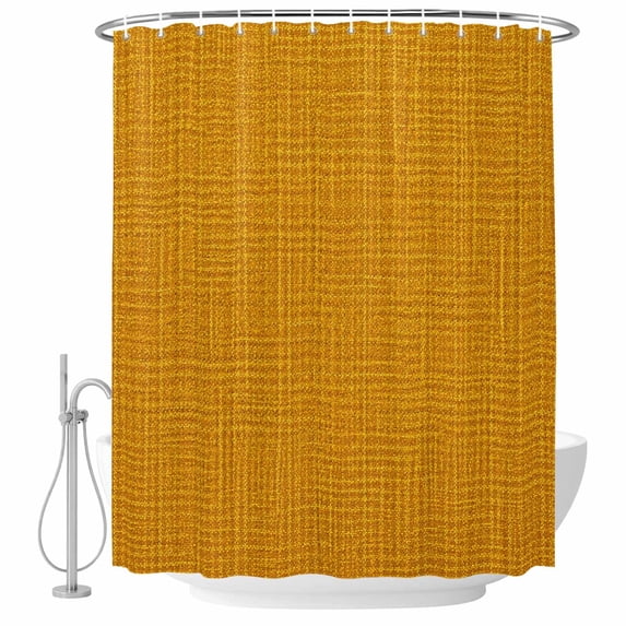 Turmeric Color Shower Curtain Set - 48" x 72" Washable Bathtub Curtain with 12 Hooks, Abstract Woven Texture Vintage Minimalist Waterproof Fabric Stall Shower Curtains for Bathroom/Bathtub Décor