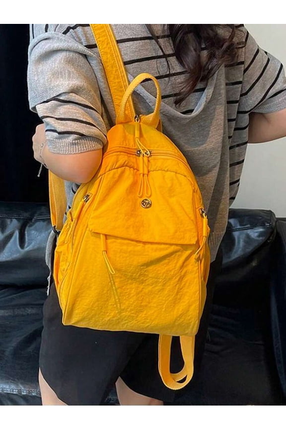 Turmeric Compact Everyday Fashion Backpack With Multiple Zippered Pockets