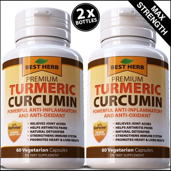 Turmeric Curcumin 10:1 Extract Pills - 95% Curcuminoids, 2 PACK Herbal Supplement, 120 Veg Capsules