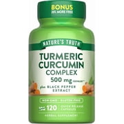 Turmeric Curcumin | 120 Capsules | 500mg + 3mg Black Pepper Extract | Value Size | by Nature's Truth