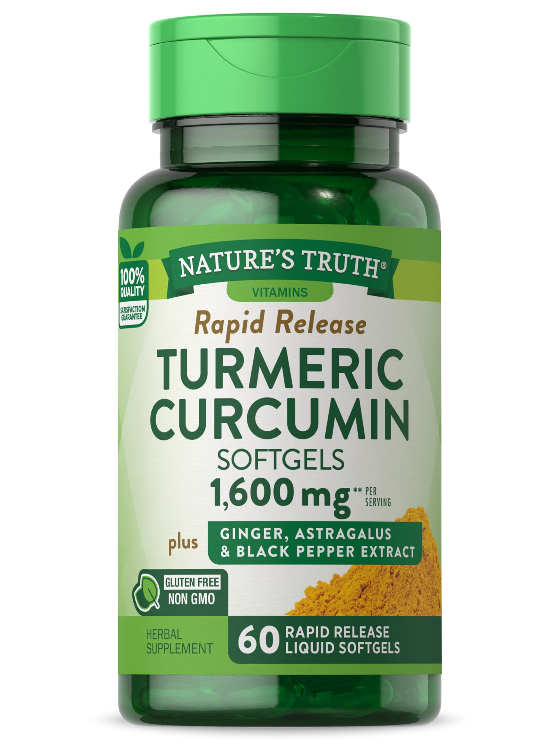 Turmeric Curcumin 1600mg 60 Softgel Capsules With Ginger