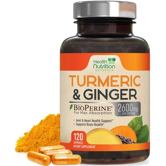 Turmeric Curcumin 2200mg with Ginger & Black Pepper for High Absorption(120)