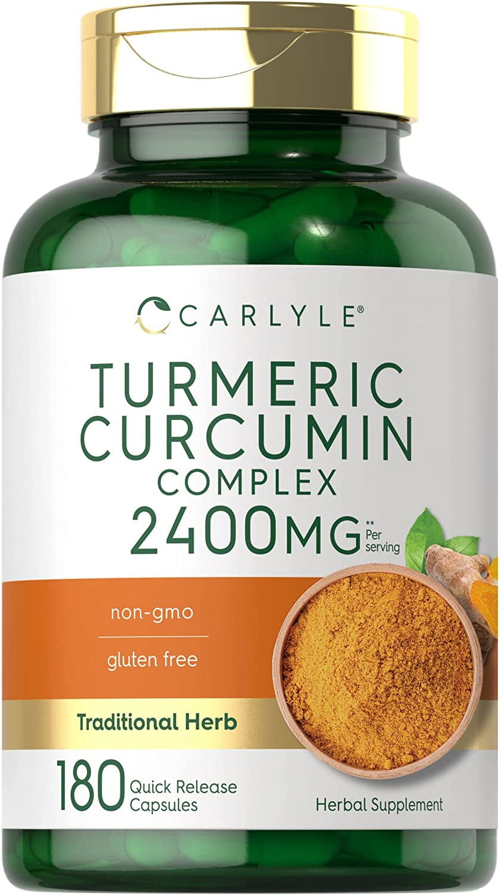 Turmeric Curcumin 2400mg | 180 Capsules for Men and Women | by Carlyle