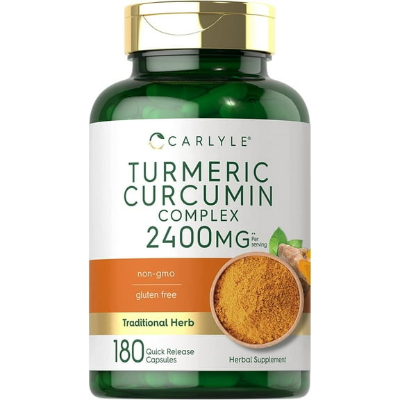 Turmeric Curcumin 2400mg | 180 Capsules for Men and Women | by Carlyle