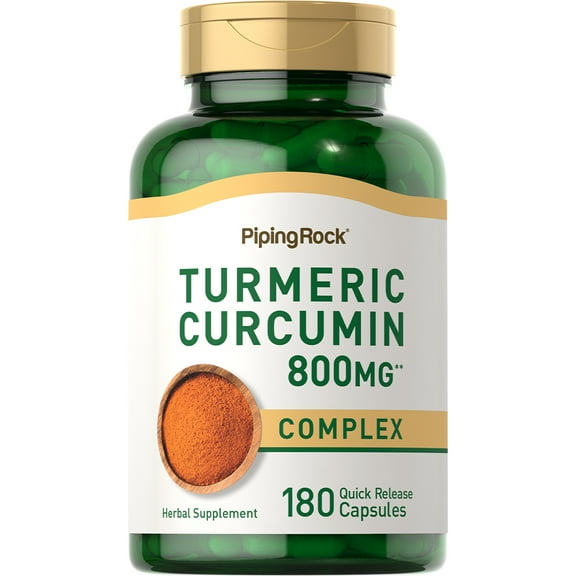 Turmeric Curcumin | 800mg | 180 Capsules for Men and Women | by Piping Rock