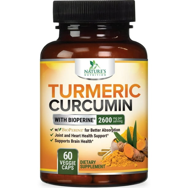Turmeric Curcumin with BioPerine 95 Standardized Curcuminoids 2600mg