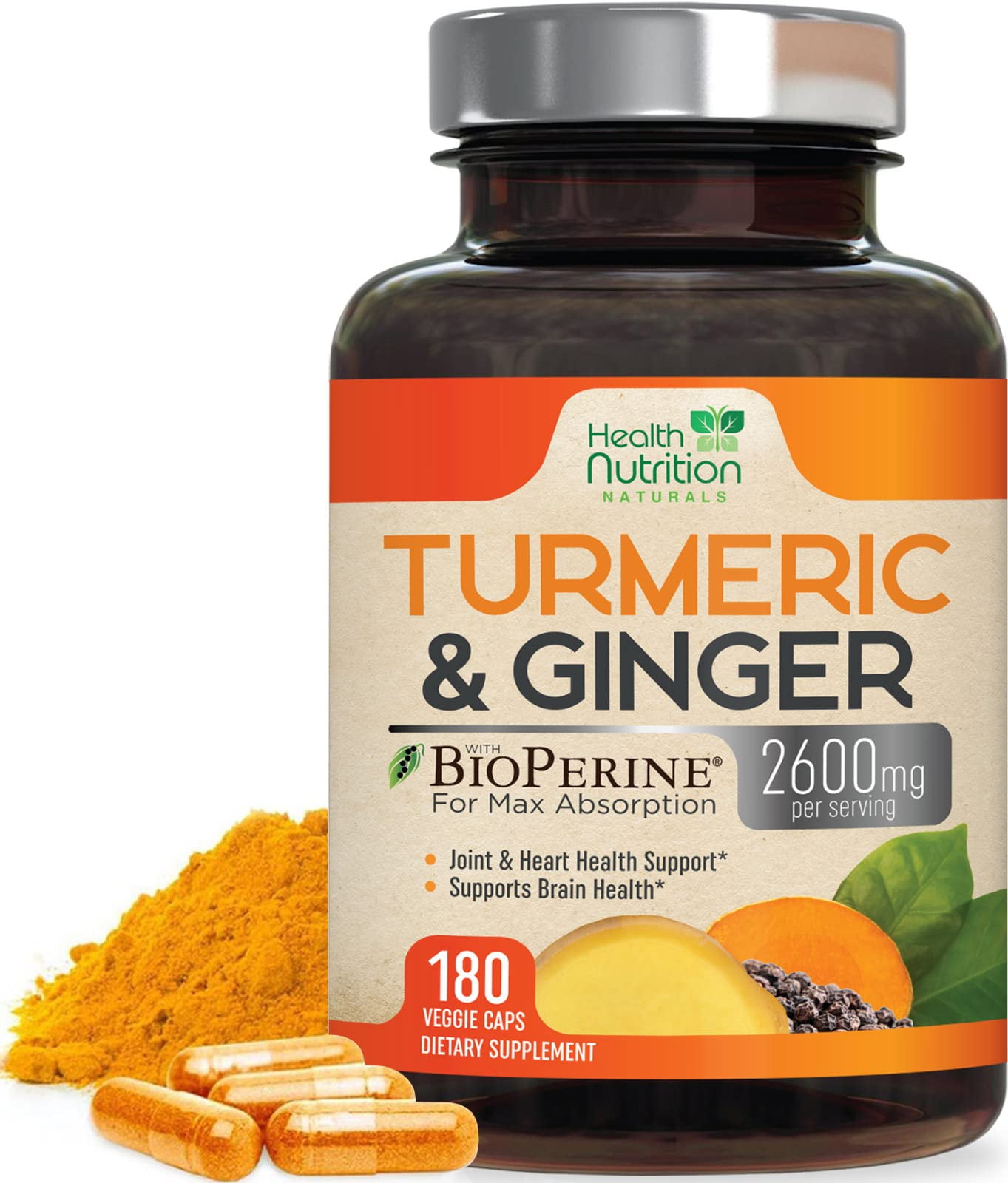 Turmeric Curcumin with BioPerine 95 Standardized Curcuminoids 2600mg